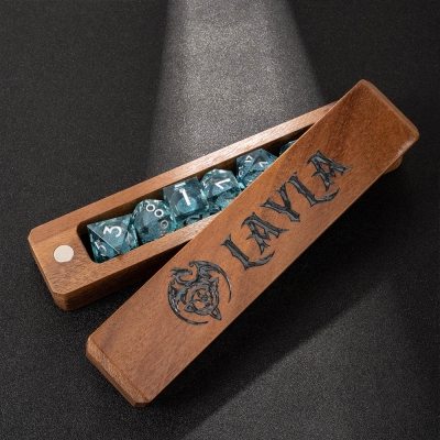Custom Name DND Resin Wooden Dice Box, Wooden Dice Holder, Engrave Name Dice Storage Box, Dice Case, Resin Dice Box, Wooden Dice Vault, DND Gift