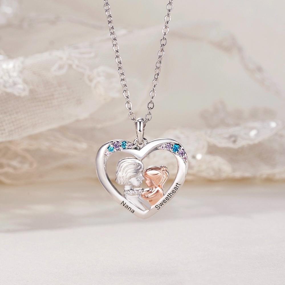 grandmother and granddaughter heart necklace