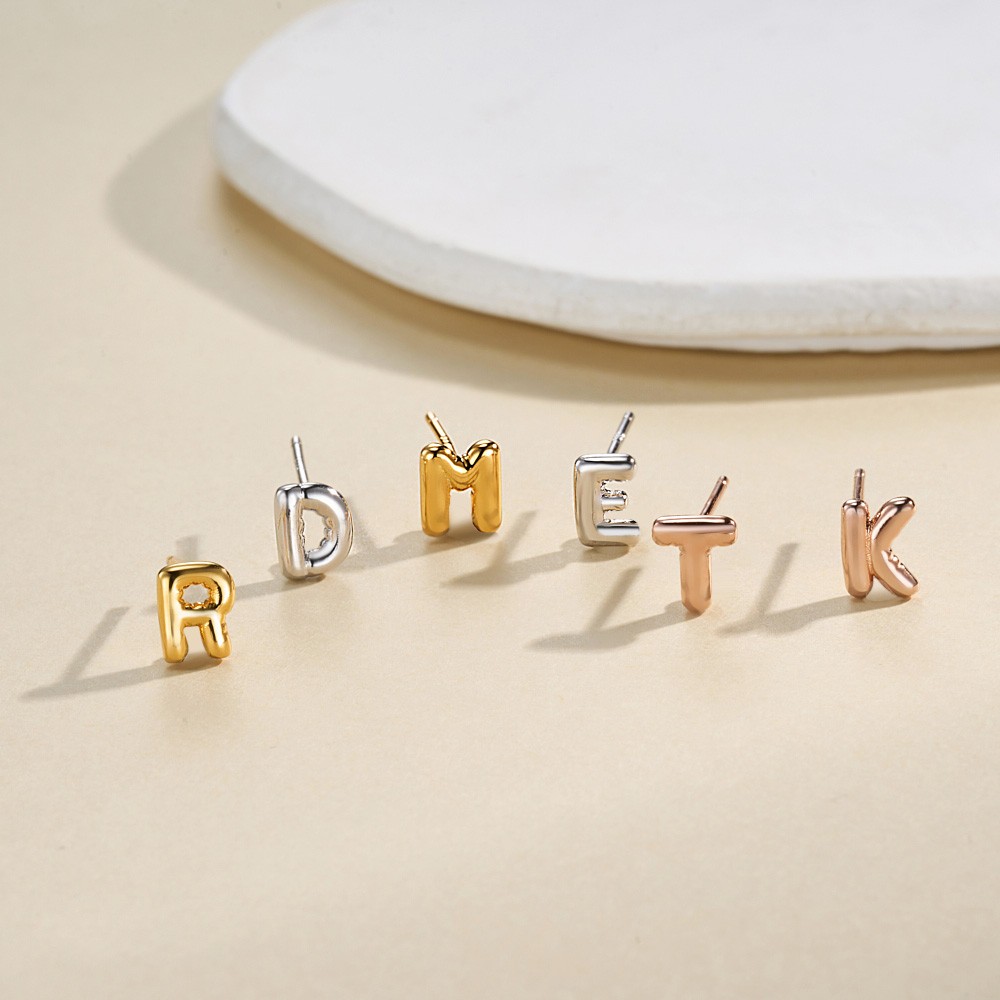 bubble letter huggie earrings