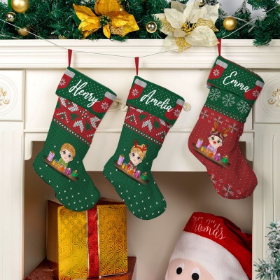Personalized Christmas Cartoon Character Stockings, Christmas Gift Bag, Fireplace/Christmas Tree Decoration, Christmas Gifts for Children/Boys/Girls