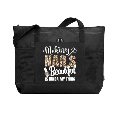 Making Nails Beautiful Is Kinda My Thing Tygväska i canvas, handväska med dragkedja med stor kapacitet och nätficka, present till manikyrer/nageltekniker