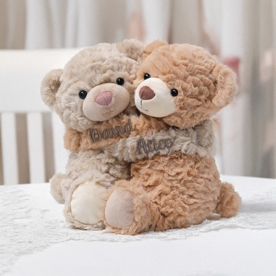 A Hug for My Cutie Love - (Set of 2) Personalized Scented Stuffed Bear Puppy Plush Toy Birthday Valentine's Day Gift