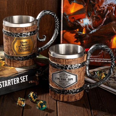 Personalized DND Beer Mug, Custom Name Beer Tankard, Drinking Mug, Stainless Steel Mug, Dungeon Master Mug, Engraved Tankard, DND Gift For DM
