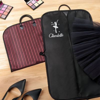 Custom Glitter Name Waterproof Dance Hanging Garment Bag, Dance Costume Storage Bag with Leather Handle, Birthday/Graduation Gift for Dancers/Her
