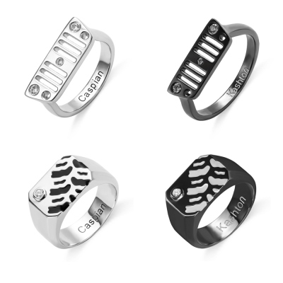 Personalized Tire of A Jeep Birthstones Ring