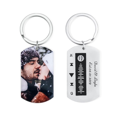 Custom Spotify Photo Love Songs Keychain Gift for Him/Her