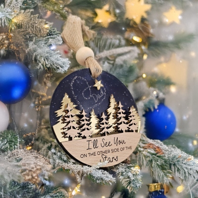 Personalized Black Night Sky Christmas Tree Ornament, In Heaven Keepsake Decor, Memorial Ornament, Remembrance/Sympathy Gift for Family/Best Friends