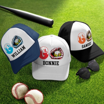 Custom Name Ice Cream Dripping Baseball/Softball Cap, Sports Hat with Adjustable Snapback, Gift for Baseball & Softball Players/Sports Lovers