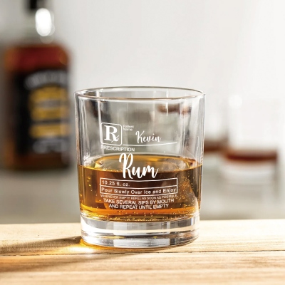 Custom Name Etched Prescription Wine Glass, 10oz Bourbon/Whiskey Old Fashioned Glass, Birthday/Father's Day/Wedding Gift for Dad/Husband/Groomsmen