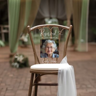 Custom Reserved Memorial Sign with Name Photo, Acrylic Memorial Plaque, In Loving Memory Wedding Decor, Sympathy/Memorial Gift for Groom/Bride/Friends