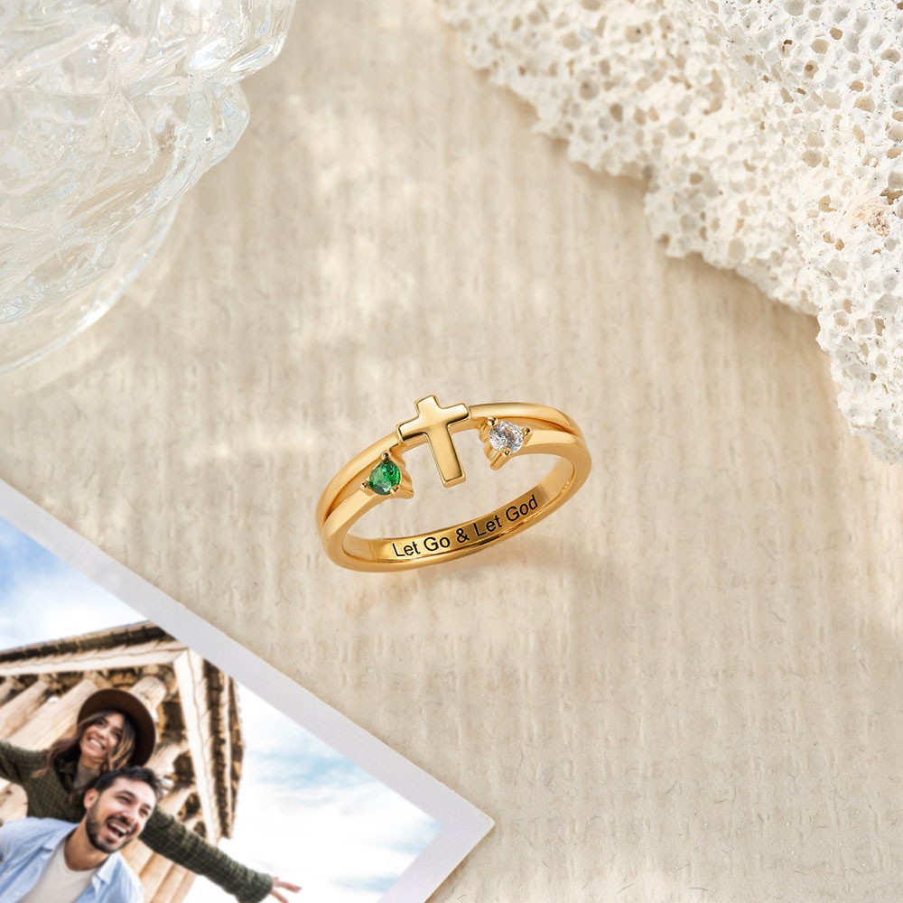 birthstone cross ring