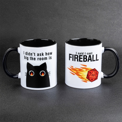 DND Cute Cat Coffee Mug (11oz), DND D20 Dice Coffee Mug, Funny Cat Lovers Coffee Mug, Gifts for Dungeon Master, DND Gifts for Cat Lovers