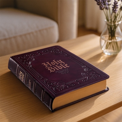 KJV Holy Bible, Giant Print Full-size Faux Leather Red Letter Edition - Thumb Index & Ribbon Marker, King James Version, Dark Brown (KJV Full Size GP Editions)