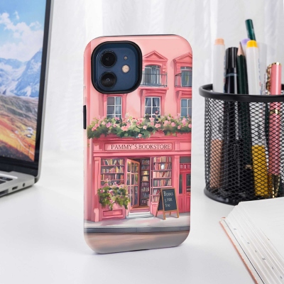Personalized Bookstore Design Phone Case with Name, TPU Bookish Phone Case for iPhone, Birthday/Graduation Gift for Book Lovers/Readers/Bookworms