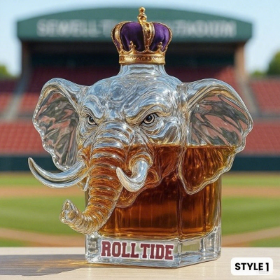 Champion's Spirit Elephant Decanter, Premium Whiskey Bottle for Football Lovers