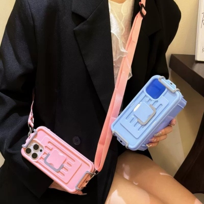 Trendy Crossbody iPhone Case – Cute Travel Storage Box Bag & Shockproof Phone Cover, Multifunction Makeup Bag & Small Carrying Case for Women