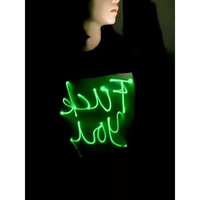 Unisex Glow-in-the-Dark Drawing T-Shirt, Creative Light up Cotton Tee, Doodle & Graffiti Design, Funny Streetwear Ins Style, Gift for Couple/Friends