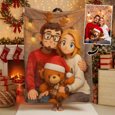 Personalized 3D Photo Blanket, Custom Picture Throw Blanket, Christmas Gift for Family and Couples
