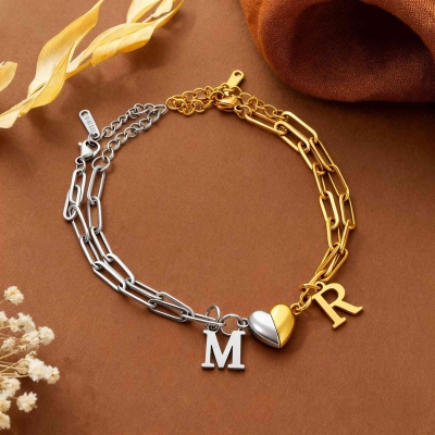 Custom Magnetic Heart Matching Bracelets for Couples, Long Distance Relationship Bracelets, Best Friend Bracelet, Anniversary Gifts for Him and Her