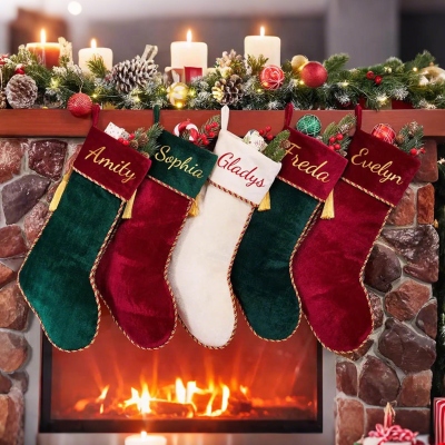 Personalized Name Family Christmas Stocking, Festival Fireplace Christmas Decor, Tree Hanging Ornament, Christmas Gift for Family/Kids