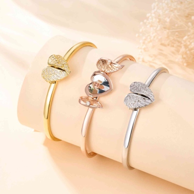 Custom Photo Heart Shape Angel Wing Locket Bracelet, Sterling Silver 925 Women's Jewelry, Anniversary/Birthday/Christmas Gift for Wife/Mom/Grandma
