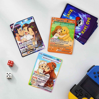 Personalized Funny Classic TCG Poke Card with Photo, Glitter Anime Game Card, Graduation/Anniversary/Birthday Gift for Family/Friends/Pet Lovers