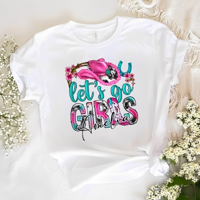 Custom Name Let's Go Girls Western Cowgirls Shirt, Multicolor Crewneck T-Shirt/Sweatshirt, Cowgirl Outfit, Birthday/Christmas Gift for Her/Friends