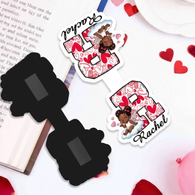 Personalized Name Valentine's Angel Alphabet Bookmark, Magnetic Bookmark Clip, Anniversary/Valentine's Day Gift for Book Lovers/Him/Her/Couple
