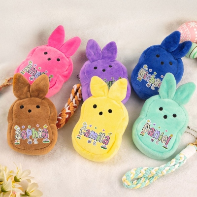 Personalisierte Oster-Geldbörse mit Hasenmotiv, gepunktet, mit Armband, als Ostergeschenk für Kinder/Jungen/Mädchen