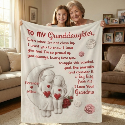 Personalized Names to My Granddaughter Blanket, Flannel/Sherpa Soft Bed Couch Throw, Home Decor, Birthday Gift for Granddaughters from Grandma