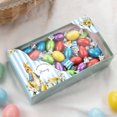 Personalized Name Watercolor Peter Rabbit Design Easter Gift Box with Clear Lid, Easter Treat Box, Easter Party Favor, Easter Gift for Girls/Boys/Kids