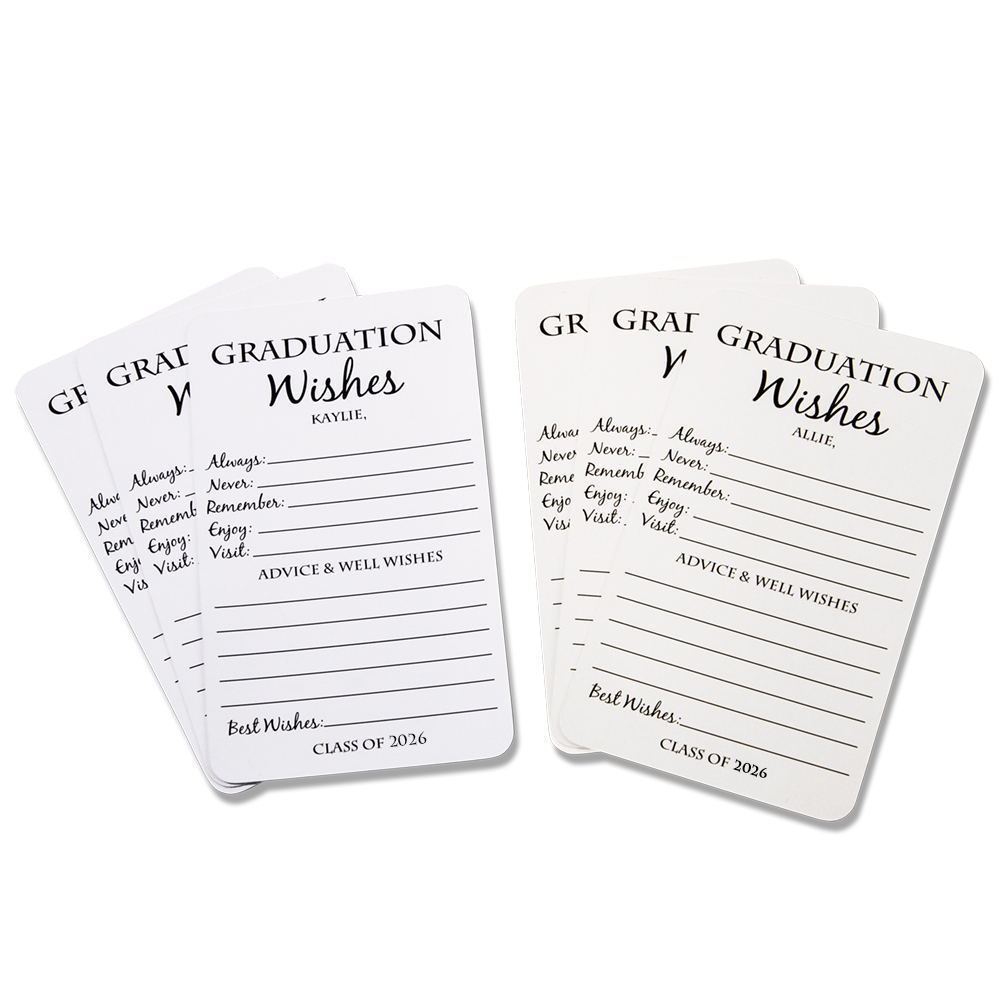 Custom Graduation Wishes Cards with Name and Year, Set of 15pcs, Graduation Party Decorations, Graduation Gifts, Gifts for Graduates