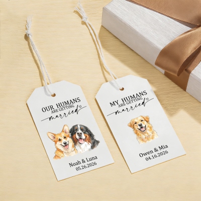 Personalized Watercolor Pet Portrait Tags & Stickers with Name, Bridal Shower Party Favor, Engagement/Wedding Gift for Pet Lovers/Bridesmaids/Friends