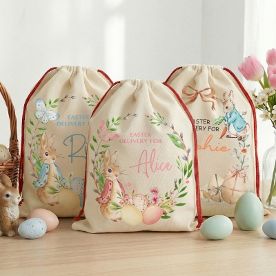 Custom Easter Bag, Personalized Easter Sack, Easter Bunny Name Bag, Easter Bunny Bag, Easter Egg Hunts, Kids Easter Basket, Kids Birthday