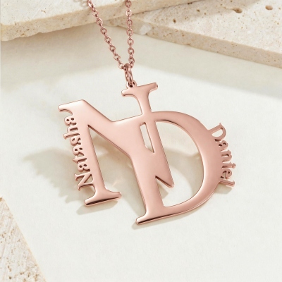 Personalized Double Initials Pendant Necklace with Names, Dainty Letters Necklace, Birthday/Anniversary/Valentine's Day Gift for Couple/Bestie/Sister