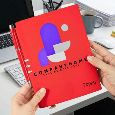 Personalisiertes Notizbuch-Stift-Set mit Firmenlogo und Slogan, A5-Notizbuch aus PU-Leder, Jubiläums-/Werbegeschenk für Mitarbeiter/Kollegen/Teammitglieder