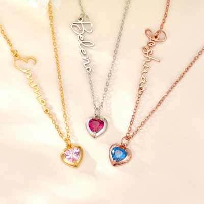 Heart Birthstone Necklace