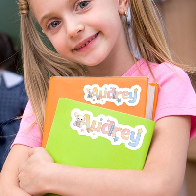 Personalisierte, niedliche Ballon-Cartoon-Tier-Stern-Aufkleber mit Namen, Etiketten für Notizbuch/Tasche/Flasche, Schulanfangs-/Geburtstagsgeschenke für Kinder/Mädchen/Jungen