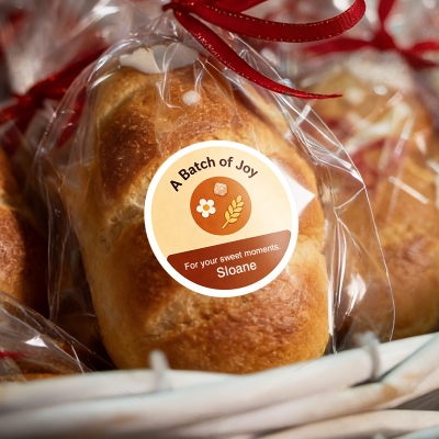 Custom Name Bread Baking Round Stickers, Waterproof Self-Adhesive Homemade Cookie Bread Packaging Labels, Gifts for Bakers/Bread Makers/Confectioners