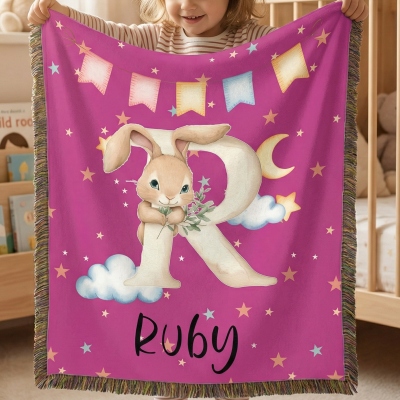 Personalisierte Namensdecke mit Tiermotiven und Quasten, Flanell-Bettdecke, Heimdeko, Geschenk zum Kindertag/Geburtstag für Kinder/Jungen/Mädchen