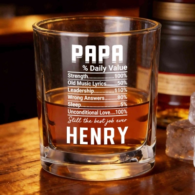 Personligt PAPA Daily Value roligt whiskyglas med namn, dagligt 10oz bourbonvinglas, födelsedags-/fars dagspresent till pappa/whiskyälskare/man