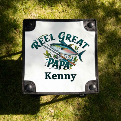 Custom Name Reel Great Fishing Dad/Grandpa Foldable Fishing Stool, Outdoor Camping Chair, Birthday/Father's Day Gift for Dad/Grandpa/Fishing Lovers