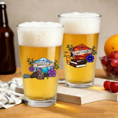 DND Class Pint Glass (16oz), DND Beer Drinking Glass, DM & Player Bar Accessories Gifts