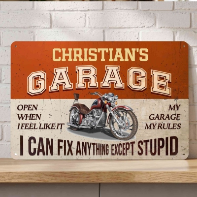 Custom Vehicle Rustic Garage Metal Sign with Name, Funny Workshop Wall Sign, Home Decor, Birthday/Father's Day Gift for Him/Dad/Husband/Gearheads
