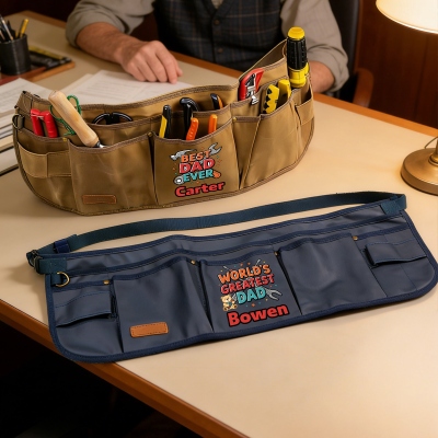 Personalized Name Best Dad Design Heavy Duty Tool Belt, Canvas Adjustable Tool Pouch Apron, Birthday/Father's Day Gift for Husband/Dad/Artisans/Men
