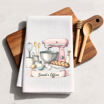 Custom Cooking Theme Gift Set with Name, Includes Tea Towel, Pot Holder and Oven Mitt, Baking Supplies, Birthday Gift for Baking Lovers//Bread Makers