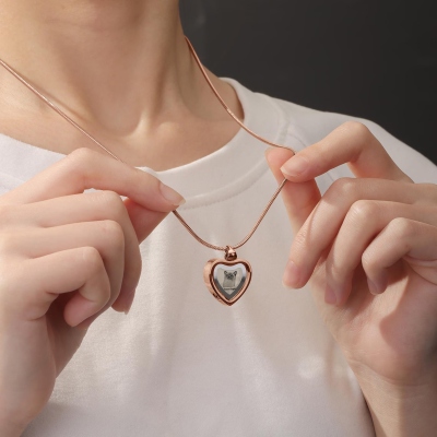 Gepersonaliseerde hartvormige urnketting met naam en foto, ashangerketting met hanger voor kat of hond, herdenkingssieraad voor huisdier, jubileum-/rouwgeschenk voor huisdiereigenaren.