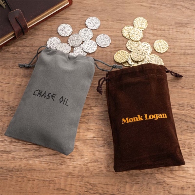 Metal Gold/Silver Pirate Coins for Tabletop Games, Pirate Treasure, 25 Coins Set, Includes Reusable Drawstring Bag