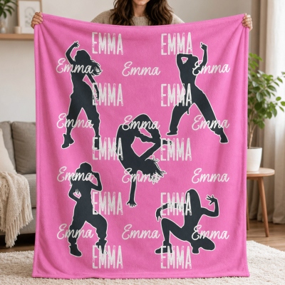 Custom Vintage Hip Hop Dancer Name Blanket, Girly Flannel/Sherpa Throw for Bed Couch, Dance Recital Keepsake, Home Decor, Gift for Girls/Dancers/Teens
