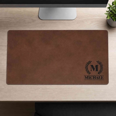 Personalized Elegant Monogram Desk Mat with Name, Large Waterproof Non-Slip Mouse Desk Pad, Office Workspace Accessory, Gift for Friends//Colleagues